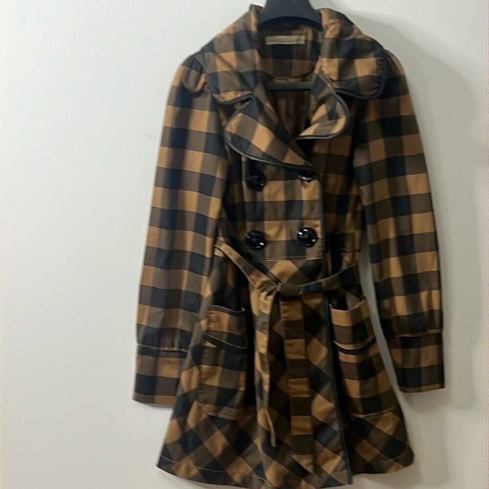 VERO MODA FABIOLA PLAID TRENCH BELTED COAT JACKET SIZE M